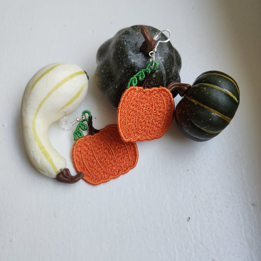 Pumpkin Embroidered Earrings