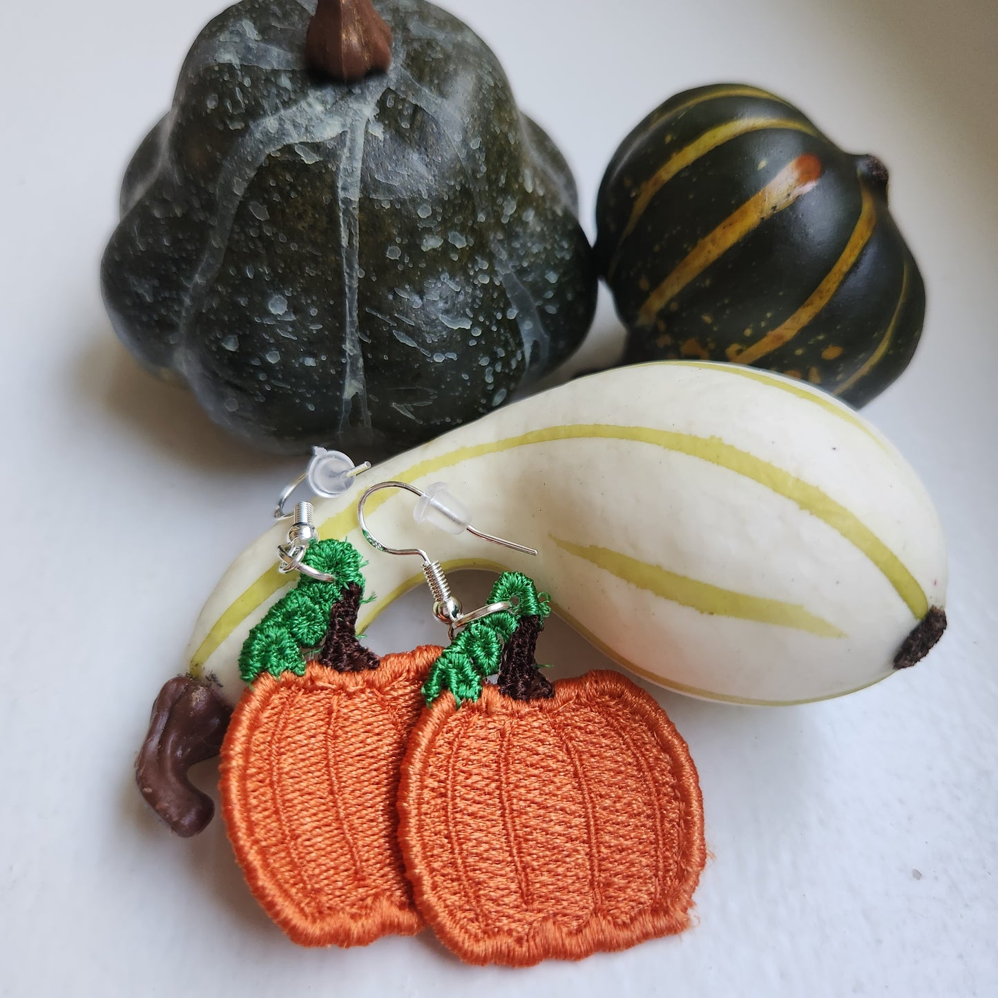Pumpkin Embroidered Earrings