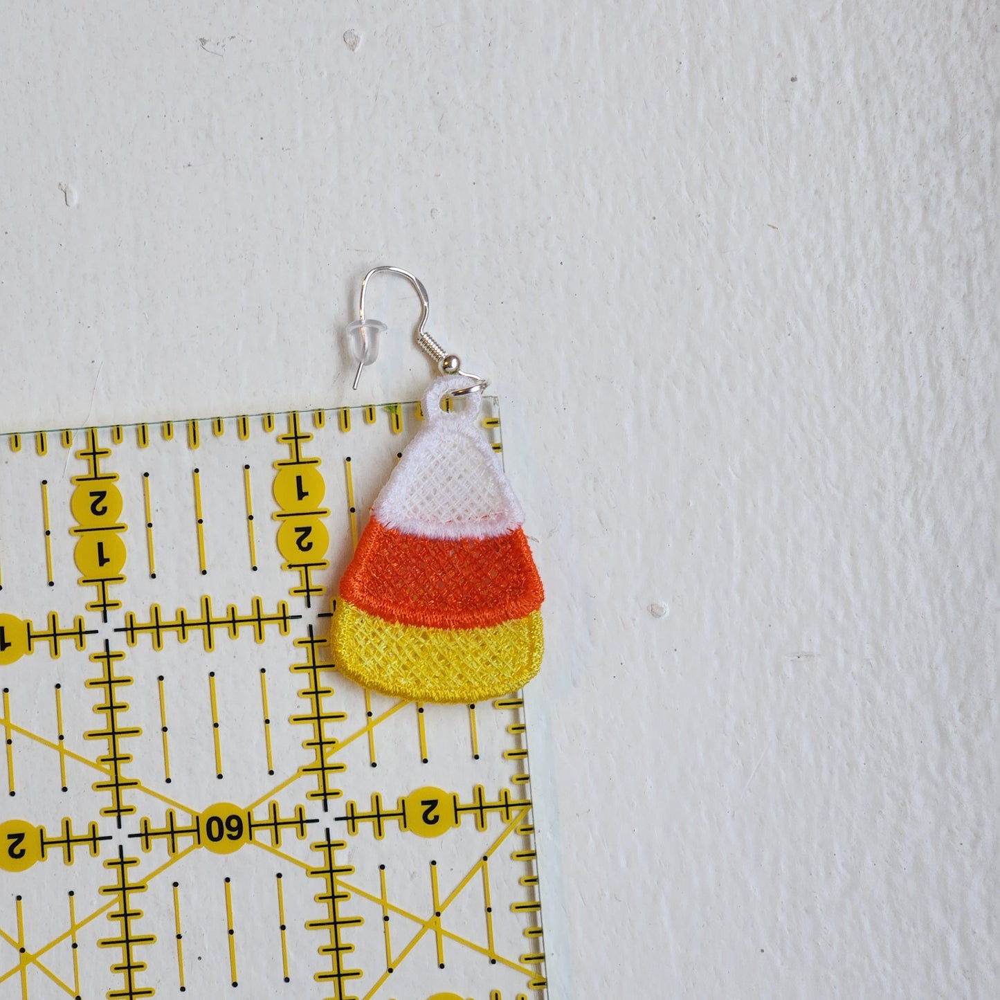 Candy Corn Embroidered Earrings