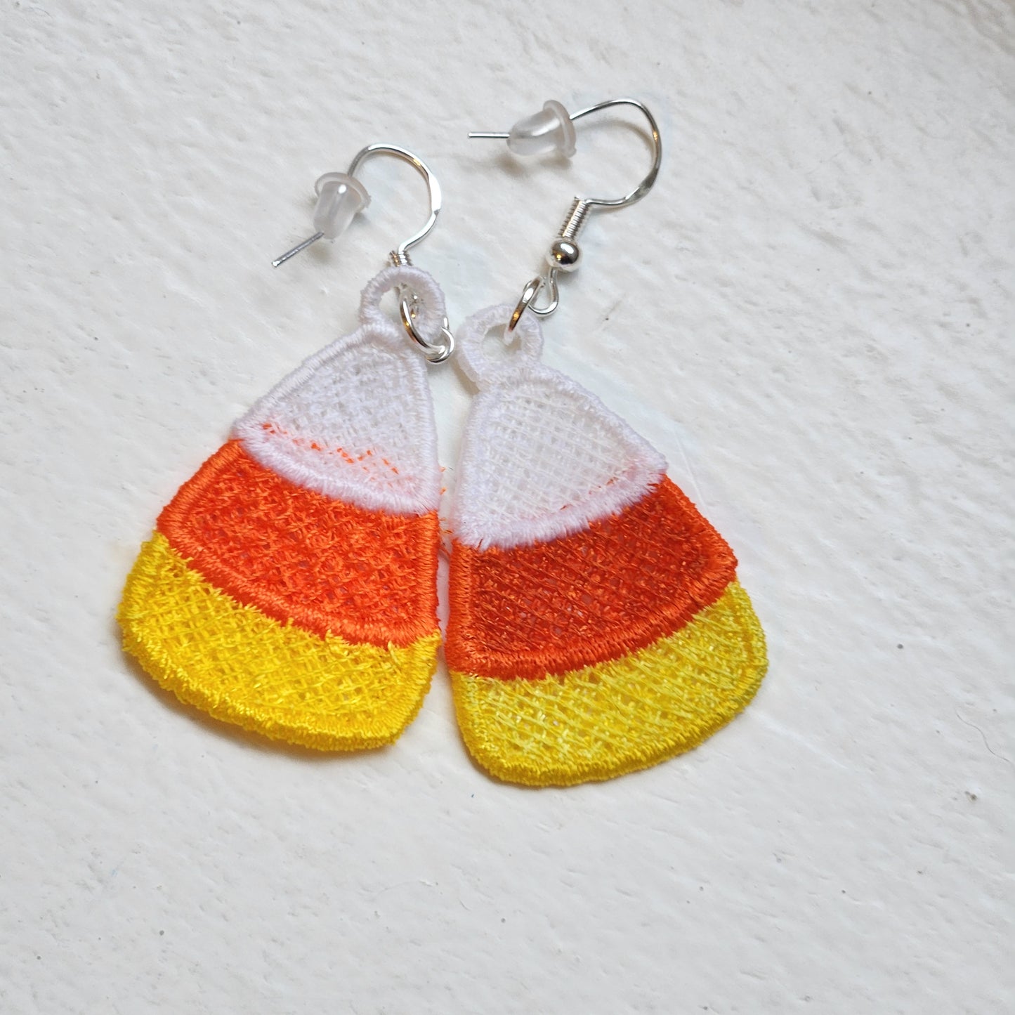Candy Corn Embroidered Earrings