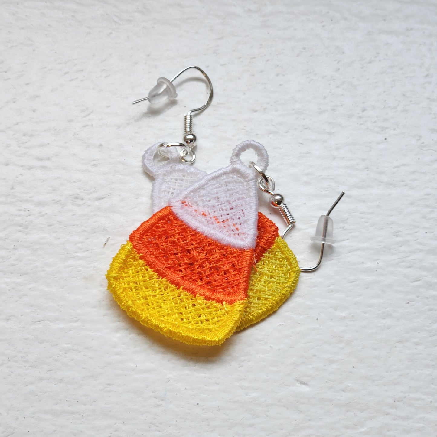 Candy Corn Embroidered Earrings