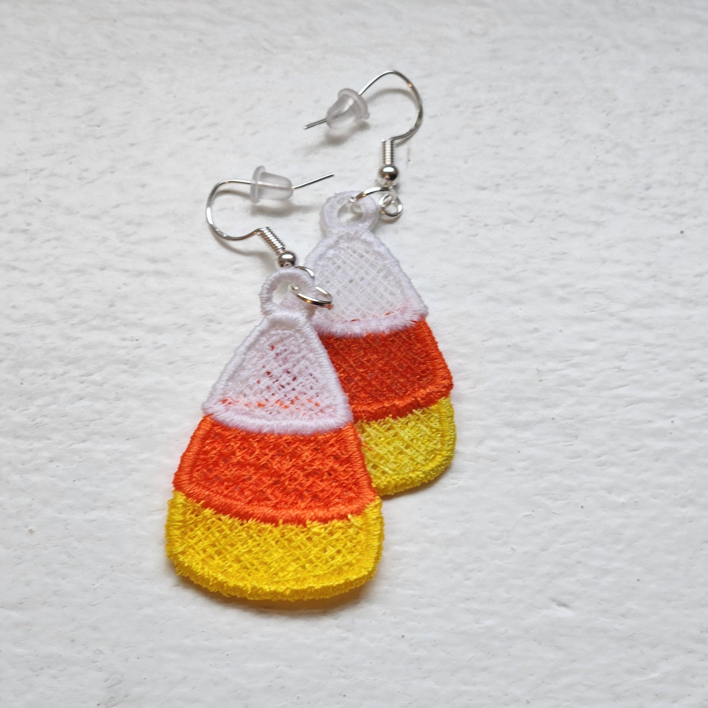 Candy Corn Embroidered Earrings
