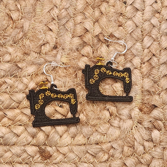 Featherweight Sewing Machine Embroidered Earrings
