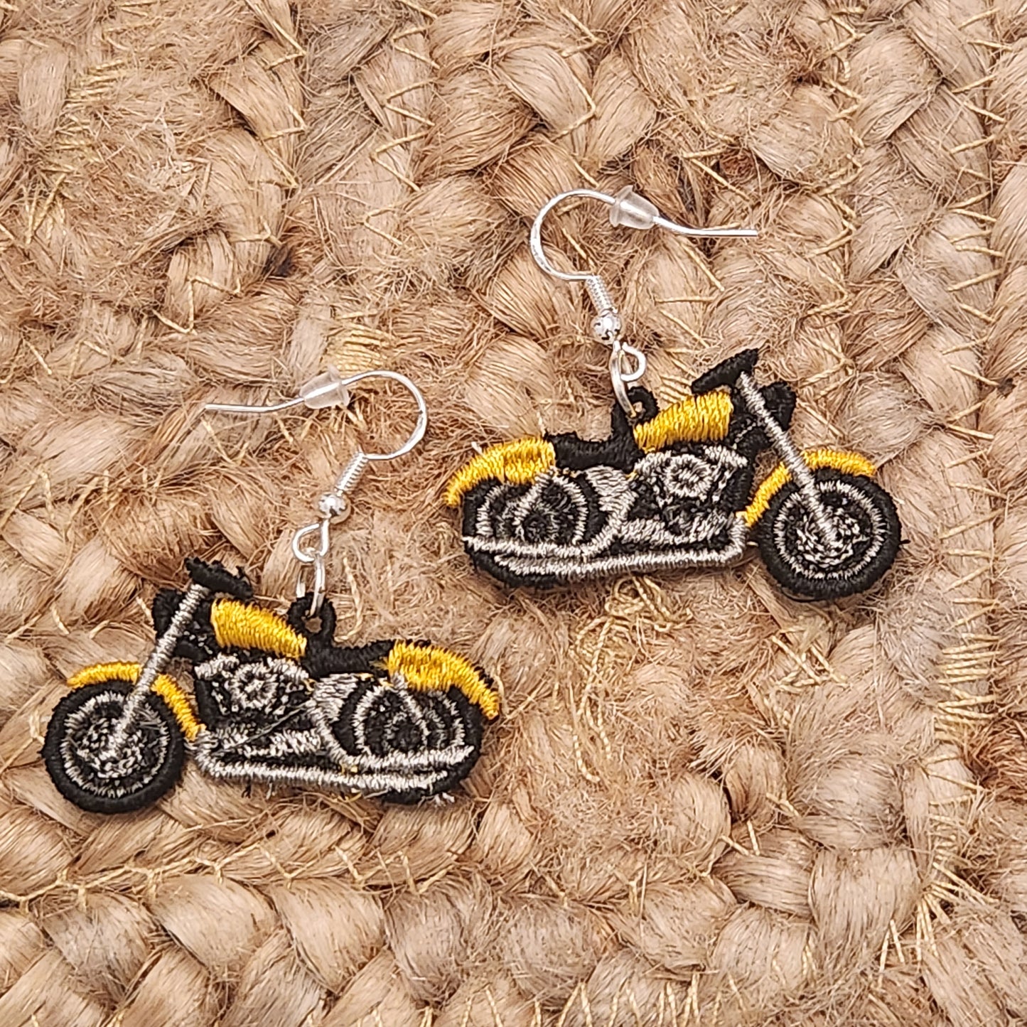 Motorcycle Embroidered Earrings