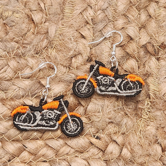 Motorcycle Embroidered Earrings