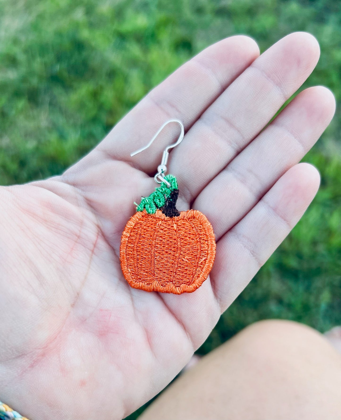 Pumpkin Embroidered Earrings
