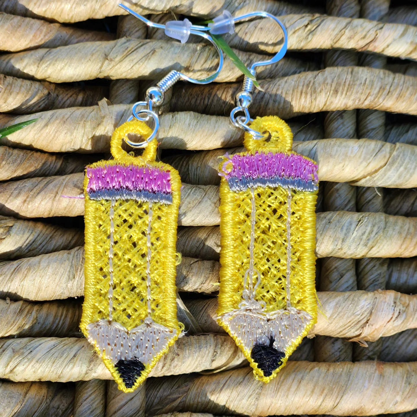 Paper and Pencil Embroidered Earrings