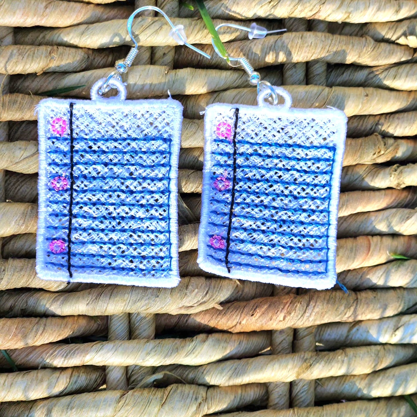 Paper and Pencil Embroidered Earrings